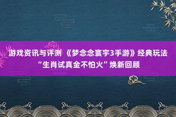 游戏资讯与评测 《梦念念寰宇3手游》经典玩法“生肖试真金不怕火”焕新回顾