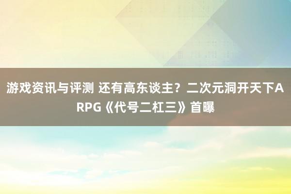 游戏资讯与评测 还有高东谈主？二次元洞开天下ARPG《代号二杠三》首曝