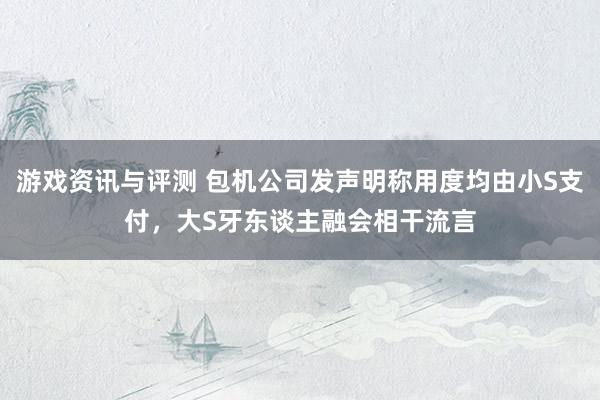 游戏资讯与评测 包机公司发声明称用度均由小S支付，大S牙东谈主融会相干流言