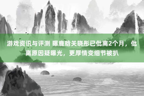 游戏资讯与评测 曝鹿晗关晓彤已仳离2个月，仳离原因疑曝光，更厚情变细节被扒